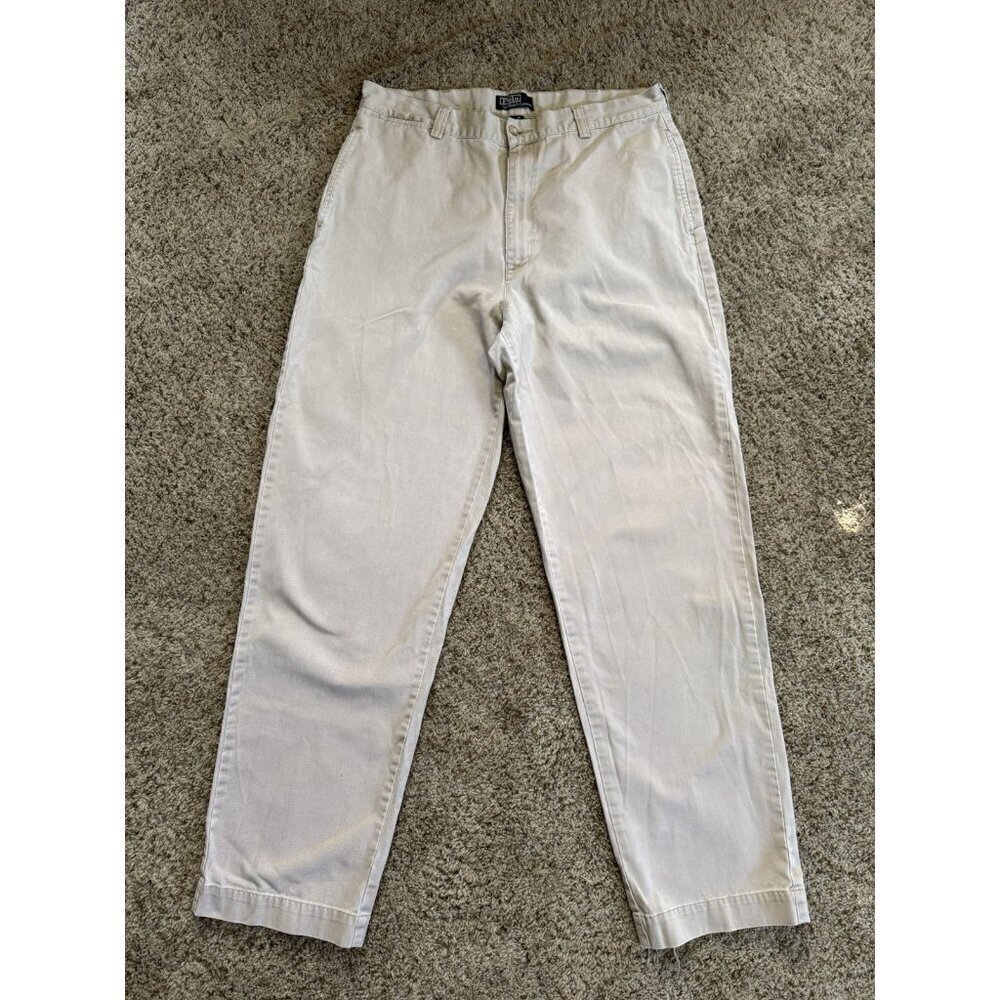 POLO RALPH LAUREN Vintage Y2k 90s Khaki Chino Trouser Pants Preppy Classic 36x34